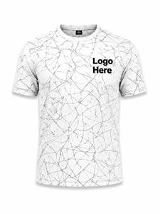 T-shirt à manches courtes pour homme, motif géométrique blanc, coupe classique, col rond, tissu jersey respirant, impression numérique, style décontracté - Product Image 2