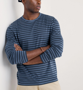 OEM Wholesale Direct Sale Custom Brand Logo 100% Premium Cotton 180 GSM Striped Men's Long Sleeve T-shirts O-Neck Regular Fit - Product Image 3