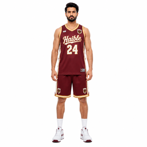90s <b>Retro</b> Custom Men's <b>Basketball</b> <b>Jersey</b> Set 100% Polyester Mesh Throwback Uniform with Chenille Applique - Product Image 1