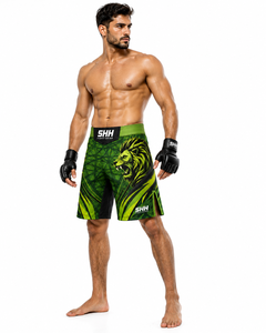 Shorts MMA personnalisés SHH Industries avec logo, motif lion, équipement de combat, BJJ, grappling, kickboxing, arts martiaux, shorts d'entraînement pour hommes - Product Image 4