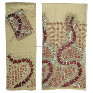 Vente chaude de luxe soie George robe artisanale Zig Zag Design pierres multicolores pour l'été hiver spécial-vêtements africains - Product Image 2