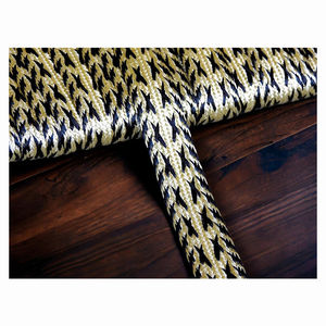 Cinta Trenzada Dorada de 20mm, Hilo Metálico Negro, Adorno de Bordado de Seda, Encaje Sfifa de Pakistán, Estilo Étnico Vintage, Sunjotra Industries - Product Image 1