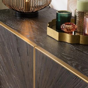 Buffet en bois massif classique avec étagères et tiroirs pour maisons modernes – Meuble de rangement de qualité export - Product Image 2