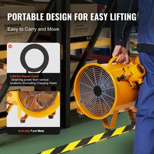 Ventilatore Cilindrico Portatile da 12 Pollici, 550W, Potente Aspiratore da Officina, 2500CFM, Cavo di Alimentazione da 9,8 Piedi, Senza Testa di Ricarica Inclusa - Product Image 2