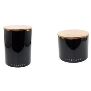 Embossed Glass Material Food <b>Storage</b> Container Pairs of 2 With Black Metal Lid Home Hotel Kitchen Accents - Product Image 2