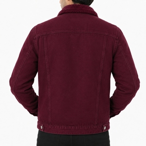 Chaqueta de mezclilla estilo urbano color borgoña para hombre, para una moda urbana moderna, estilo clásico color vino para un estilo de vida versátil, chaqueta de mezclilla hecha a medida - Product Image 2