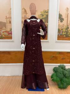 Designer Party Wear Embroidery And Sequence Work <b>Top</b> With Plazzo Bottom And Dupatta Fully Stitched Ready Yo Wear Set - Product Image 6