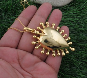 Pendentif Cœur Plaqué Platine en Argent Sterling 925 avec Sertissage Bezel, Bijoux Vintage, Vente en Gros, Prix Usine - Product Image 3