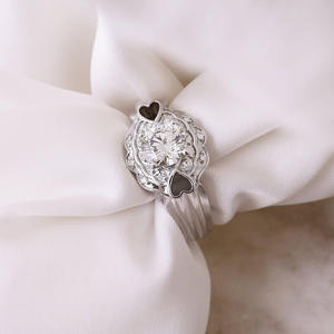 Igi/gia แล็บตัดเพชรวินเทจ14K สีเหลืองงานแต่งงาน/หมั้นแหวน unisex สีขาวทองงานครบรอบปาร์ตี้-แหวนที่คู่ควร - Product Image 3