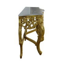 Table d'entrée à la feuille d'or avec dessus en marbre et bois sculpté à la main Table console Table d'entrée pour hôtel et meubles de maison classiques