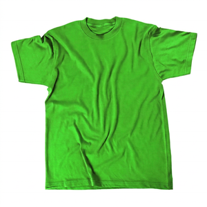 T-shirt décontracté pour homme en coton 100% vert olive, à manches courtes, col rond, coupe ample, avec motif, tricoté, respirant et écologique - Product Image 6