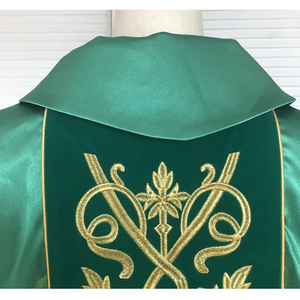Casulla Católica Verde de Satén de Calidad con Bordado Dorado y Estola 2025, Hecha a Medida, Nuevo Diseño de Alta Calidad - Product Image 6
