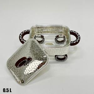 Mini-plat chauffe-plat rectangulaire en acier inoxydable compact avec insert en verre et base décorative à roulettes pour le Moyen-Orient - Product Image 3