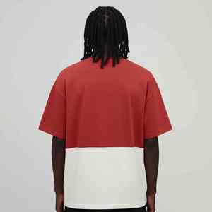 T-shirt Oversize Homme 100% Coton Hip Hop Écologique Anti-plis Color Block Streetwear Ample avec Broderie Personnalisée – Vente en Gros - Product Image 4