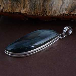 Collier pendentif en argent 925 avec labradorite, forme goutte d'eau, serti clos, pierre naturelle, style classique, unisexe, pour tous les jours - Product Image 6