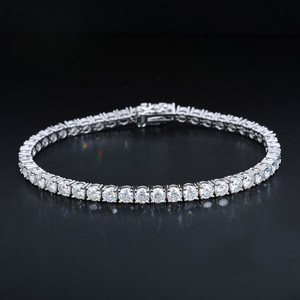 Tennis Bracelet Women's 925 Silver Rhodium Plated Round Diamond Channel Setting Classic Wedding Jewelry - Product Image 1