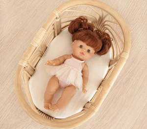 Cuna de Mimbre para Muñecas, Soporte de Madera para Cama de Muñecas, Cuna de Mimbre Natural para Muñecas, Mueble de Exhibición de Juguetes, Decoración para Habitación Infantil - Product Image 3