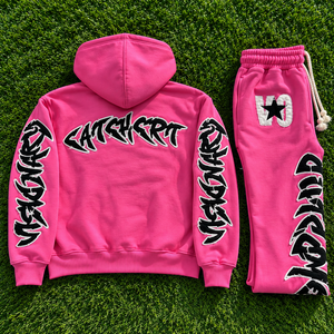 Fabricant de survêtements streetwear tricotés sur mesure pour l'hiver, ensemble sweat à capuche zippé oversize et pantalon de jogging, broderie graffiti, marque privée - Product Image 2