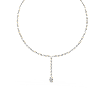 Collier Lariat ovale en or jaune 18 carats LUXE avec pierres latérales taille poire 15,4 carats, diamants de laboratoire certifiés plaqués rhodium pour femme - Product Image 2