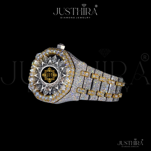 Montre Femme JUSTHIRA Best-Seller Élégante en Acier Inoxydable avec Diamant Moissanite et Quartz, Verre Saphir, Design Fin Bicolore - Product Image 3