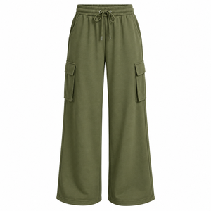 Pantalones Palazzo Anchos Beige para Mujer, Estilo Casual, Deportivo, para el Tiempo Libre, con Cordón Ajustable, Proveedor de Ropa Personalizada - Product Image 1