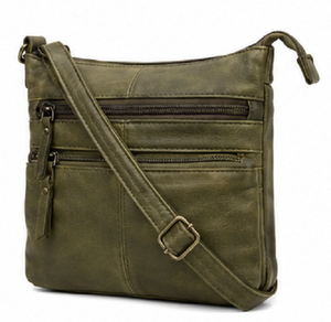 Gravs – sac à bandoulière Vintage en cuir véritable pour femmes, sac à bandoulière multi-poches pour la vie quotidienne, sac à bandoulière avec fermeture éclair et sangle réglable - Product Image 5