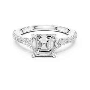 Anillo de Oro Blanco Sólido de 14k en Oferta, con Diamante Cultivado en Laboratorio con Corte Asscher y Certificado GRA, Anillo de Compromiso para Mujer - Product Image 1
