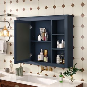 Moderno Armadietto Portamedicinali da Parete 35 X 27.5 con Specchio e Ripiani per Bagno - Product Image 2
