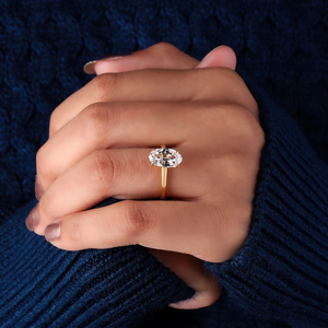 3 Ct <b>Step</b> Oval Cut Lab Diamond Engagement Ring 14k Yellow Gold Solitaire IGI Certified Rhodium Plated Wedding - Product Image 3