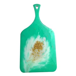 Green Resin Chopping <b>Block</b> Rectangle <b>Shape</b> With Handle Marbled Design Kitchen Cutting Board - Product Image 5