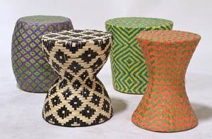 Vintage Style Decorative Rattan Seating <b>Stool</b> Handmade Wicker Ottoman <b>for</b> Living Room Bedroom and Patio Furniture - Product Image 3