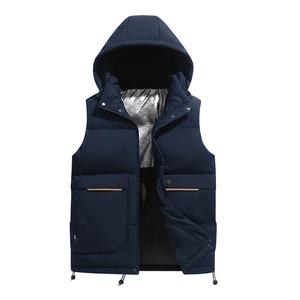 Gilet matelassé sans manches en laine pour homme, imperméable, à capuche, avec fermeture éclair, décontracté, pour l'extérieur, rembourré en polyester, vente en gros OEM - Product Image 1