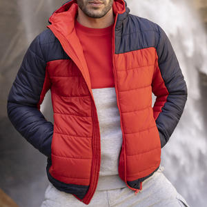 Veste matelassée à capuche personnalisée pour homme, couleur marine et rouge, manteau d'hiver imperméable et chaud pour homme - Product Image 3