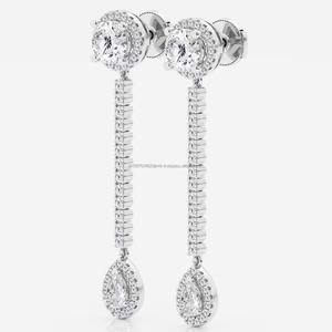 Boucles d'oreilles en diamant rond cultivées en laboratoire IGI/GIA Boucles d'oreilles en or 14kt Vente en gros de bijoux en diamant Boucles d'oreilles de mariage - Product Image 1