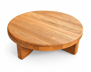 Taburete Redondo Bajo de Madera, Asiento Tradicional para el Suelo, Mesa Decorativa de Madera Maciza para el Hogar - Product Image 5