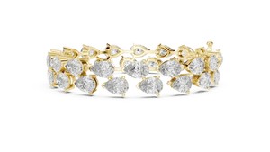 Bracelet tennis de luxe plaqué or 18 carats avec double rangée de diamants taille poire et pierres en forme de goutte, idéal pour les fiançailles et les mariages - Product Image 2