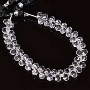 Cuentas de cuarzo natural facetadas en forma de lágrima, hebras de piedras preciosas de 4x6 mm, cuentas de cuarzo sueltas para la fabricación de joyería, precio al por mayor. - Product Image 2