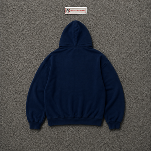 Sweat à capuche zippé bleu marine personnalisé avec motif artistique, coupe oversize, style streetwear, unisexe, décontracté, entièrement zippé - Product Image 6