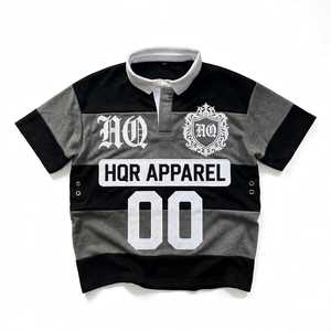 HQR APPAREL Men's Yellow Black Short Sleeve <b>Polo</b> <b>Shirt</b> With Logo Print Street Style Regular Fit Cotton Woven - Product Image 6