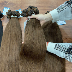 <b>Top</b> Grade Brown Straight Raw Human Hair Weft Vietnamese Cambodian Origin Virgin Quality Cuticle Aligned <b>Silky</b> Texture - Product Image 5