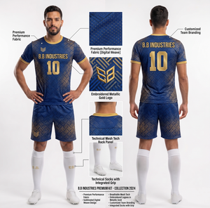 Ensemble de maillots de football personnalisés sublimés en obsidienne foncée, kit de football respirant en mesh technique, chaussettes techniques propres, vêtements d'équipe OEM - Product Image 2