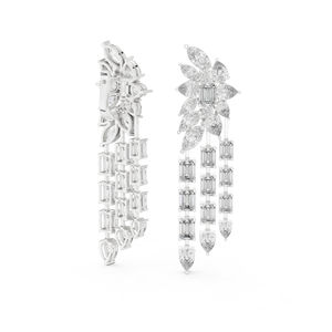 14K White Gold <b>Emerald</b> Pear Marquise Cut Diamond <b>Stud</b> <b>Earrings</b> for Women | Engagement | New Grown Diamond - Product Image 4