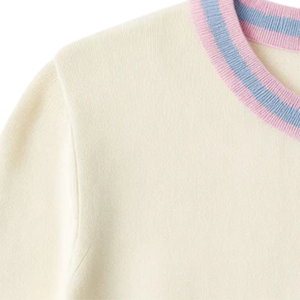 For Winter <b>Cardigan</b> with <b>Pink</b> Blue Trim Knit Sweater 100% Acrylic Elegant Fashion Top Women <b>Girls</b> Casual Daily - Product Image 5