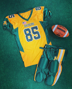 Ensemble d'uniformes de football américain personnalisés pour hommes, maillot et pantalon athlétiques, vêtements d'équipe, tissu léger, impression par sublimation, grandes tailles, OEM - Product Image 1