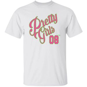 Camiseta Bordada Blanca de Manga Corta con Cuello Redondo para Mujer, Diseño Pretty Girl 08 con Icono en el Pecho, Estilo Casual de Algodón, Moda Diaria - Product Image 1