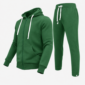 Ensemble de survêtement premium vert zippé avec pantalon de jogging en molleton, deux pièces, tenue de sport assortie, streetwear décontracté, personnalisable - Product Image 6