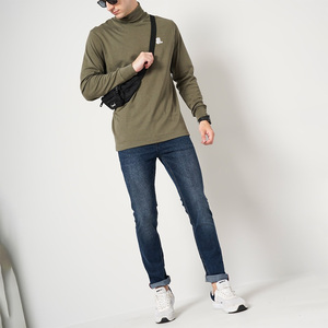 Men's Olive Green <b>Turtleneck</b> <b>Long</b> <b>Sleeve</b> Breathable Knitted Casual <b>Top</b> Blank Design Polyester - Product Image 6