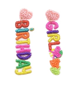 Dernier nouveau luxe mignon perlé broderie à la main Pop Korn boucles d'oreilles goutte à la mode multicolore choix personnalisé - Product Image 5