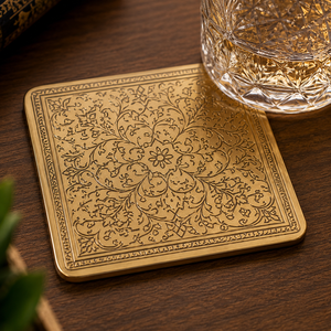 Brass <b>Coaster</b> Set Export Quality Handmade Metal <b>Drink</b> <b>Coasters</b> for Dining Table Kitchen Cafe Restaurant Luxury Home Hotel Decor - Product Image 3