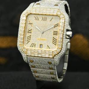 Montre unisexe la plus vendue, sertie de moissanite, avec fonction date automatique, montre de haute qualité avec diamants incolores, prix de gros - Product Image 5